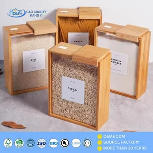 Premium Airtight Bamboo Food Storage Container Set Eco Friendly Glass Kitchen Pantry Organization Jars With Bamboo Lid