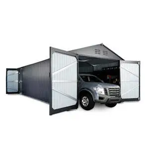 Prefabricated Galvanized Steel Garage, Backyard Mobile Metal Storage Shed for Vehicle & Garden Tools