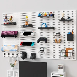 Wall Mounted Holders Multifunctional Perforated Board Easy-to-assemble Self-adhesive Wall Organizer Peg Board
