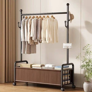 Bestselling Modern Home Floor Standing Coat Rack Multi-Functional Carbon Steel Movable Clothes Storage Rack