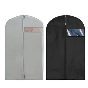 Custom Logo Printing with Zippers Travel Dust-proof PEVA Cotton Large Capacity Wedding Dress Non-woven Garment Cover Suit Bag