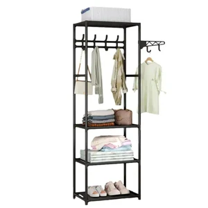 Simple Freestanding Corner Hanger Storage Clothes Stand Coat Rack with Hooks
