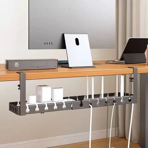 Under Desk Metal Cable Organizer & Rack Standing Type Single Tier Power Cord Storage Box No Drilling Desktop Socket Management