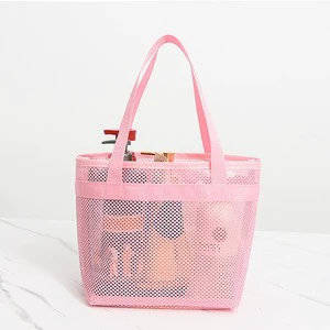 Custom Practical Large Bathroom Storage Washing Mesh PC Bag Reusable Durable Reusable Travel Bath Bags with Sturdy Handles