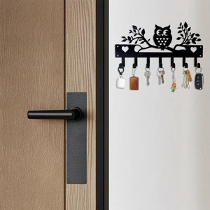 Cross-border New Iron Art Owl Hook Home Key Storage Towel Rack Behind the Door Creative Storage Row Hooks