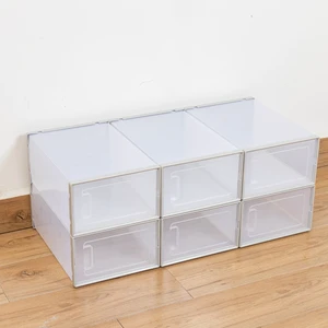 Wholesale Square Detachable Front Open Breathable Sneaker Storage Box Multi-Use Stackable Plastic Shoe Bin Carton