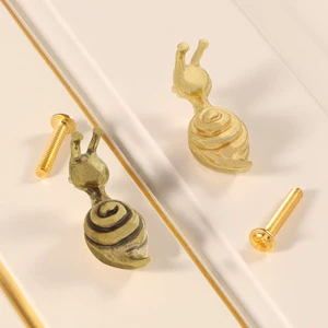 Cute Creative Cartoon Little Snail Brass Door Handle Kids Bedroom Study Cabinet Pull Wall Hook Hanger