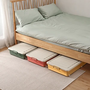 Large Capacity Underbed Storage Box Wheels PP Plastic Modern Bedding Clothes Quilts Container Packaging Bedsheets Quilts Storage