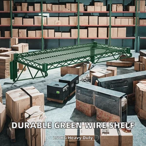 Durable Epoxy Green Wire Wall Shelf for Storage Food Storage and Utility-Quality Storage Racks & Shelving Units