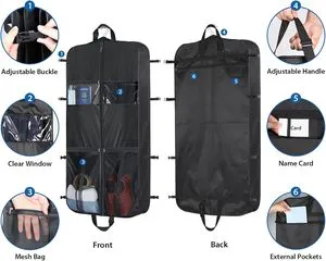 Custom Garment Bag Storage Bag for Travel Heavy Duty Travel Suit Bag for Men Women with Buckles