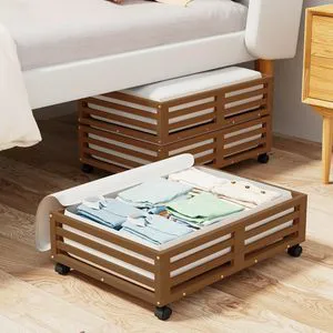 Large Capacity Dust Bag Stackable Cabinet Clothes Storage Underbed Storage Box with Wheel