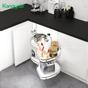 Kangyale Kitchen Cabinet Organizers Revolving Saucer Magic Corner Blind Corner Cabinet Pull Out Basket