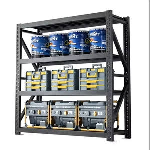 4 Tier Popular Warehouse Black Stackable Organizer Galvanized Steel Household Tool Shelf Shelves Rack Storage for Garage