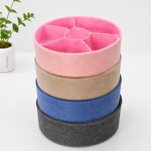 Round Polyester Felt Storage Basket Decorative Home Organizer