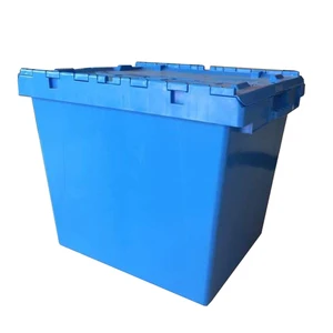 Custom Stackable Attached Lid Container Plastic Moving Storage Box Industrial Totes
