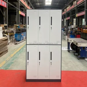 Steel Locker Cabinet Gym Luggage Storage Combination Lock Customizable Compartments Single/6-Door Rust Resistant Eco-Friendly