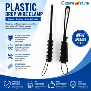 NEW Plastic Flat Telecom Fiber Optic Tension Drop Wire Cable Clamp For FTTH