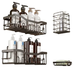 No Drill 1 Tier Iron Art Wall Mounted Bathroom Shelf, Cross-border Toilet Storage Rack Holds 5-10KG Toiletries