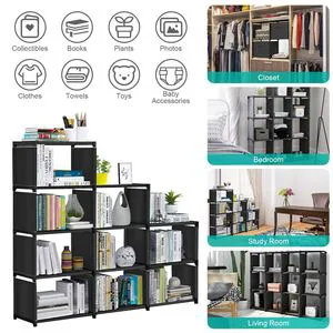 9-Cube Non-Woven Fabric Storage Organizer for Closet Cabinet Bookcase for Living Room Bedroom Office