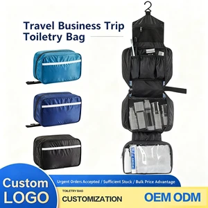In Stock 4 Compartments Foldable Compact Design Travel Cosmetic Bag