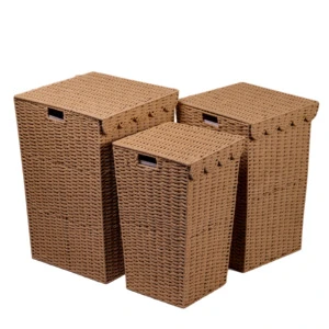 Handmade Modern Eco-Friendly Cotton Fabric Storage Bins Woven Rope Classic Style Foldable Clothing Baskets Home Styling