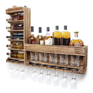 Wall Mounted Wood Double Tier Storage Shelf for Living Room Beverage & Food Organization Space-Saving Durable Decorative Design