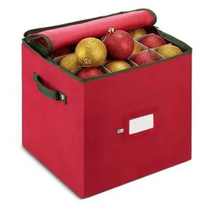 Large128 Holiday Ornaments Xmas Decorations Plastic Christmas Ornament Storage Box with 2 Sided Dual Zipper Closure