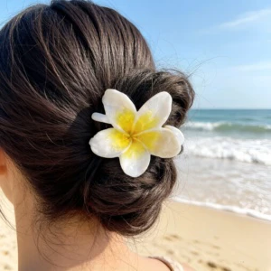 Personalized Acetate Hawaiian Hair Clips Cellulose Acetate Flower Claw Clip Custom Shape Summer Vacation In Tahiti