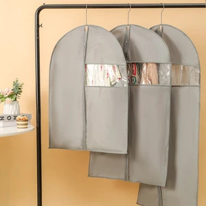Breathable Black Clothes Dust Cover, Zippered Garment Protector Bag with Clear Window for Wardrobe