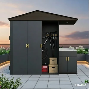 New Arrival Durable 304SS Portable Prefabricated Outdoor Storage Sheds Heavy-Duty Garden Tool House Lockable Door Outdoor