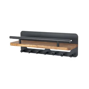 Black Storage Organizer Wall Mount Shelves Black Metal Rail Small Bathroom Shelves Spice Rack Key Holder