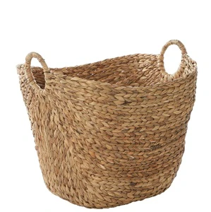 Handwoven Natural Seagrass Storage Basket with Handles Large Round Decorative Organizer Bin for Laundry Blankets Toys or Living