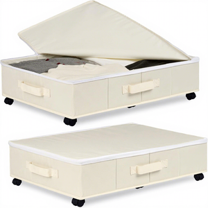 Under Bed Storage Boxes on Wheels, 2-pack with Label Racks to Store Clothes, Shoes and Blankets