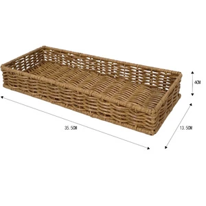 Imitation Rattan Woven Storage Basket Long and Handmade for Dining Table Storage in a Rustic Style