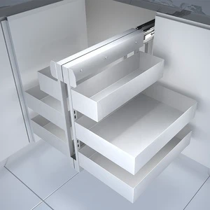 Magic Blind Corner Kitchen Cabinet Organizer 3-Tier Pull-Out Basket Modern Design Multi-Function in Cabinets