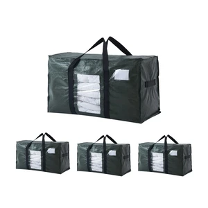 Jumbo Moving Bag Heavy Duty Storage Totes Waterproof PE Woven Packing Bag with Clear Window and Reinforced Handles for Closet