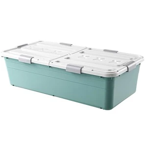 Large Capacity Storage Box Two-Way Opening Integrated Pulley Odorless PP Material Thick Strong Load Under the Bed Storage Box