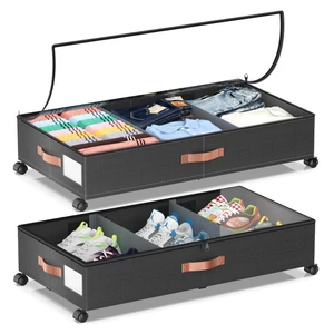 Under Bed Storage with Wheels Detachable Fabric Under Bed Storage Containers with Dividers for Clothes