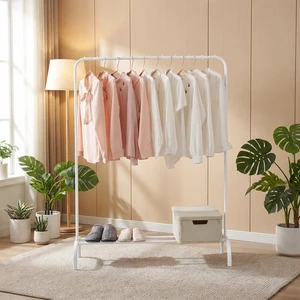 Large Storage Space Pipe Garment Display Metal Coat Organizer Clothes Rack Shelf for Bedroom