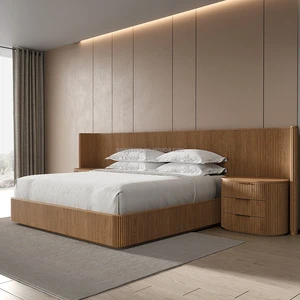 Sageliving Luxury King Size Extended Shelter Bed With Closed Nightstands Modern Wooden Bedroom Sets Furniture