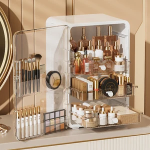 Large Capacity Cosmetics Storage Cabinet Transparent Door Makeup Desktop Plastic Storage Box for Cosmetic