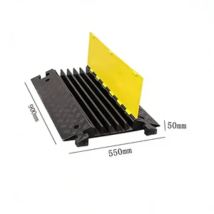 Multi-Channel Rubber & Plastic Cable Organizer 900mm Cable Protector with Yellow Lid Durable Cable Cover