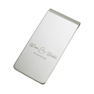 Custom Metal Magnetic Mens Metal Money Clip Chrome Finish Brass Logo Metal Stainless