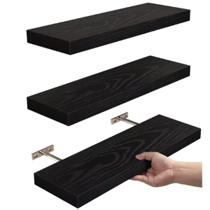 Customized Black Wood Modern Durable Floating Shelves Double Wall Mounted For Bathroom Kitchen Living Room Flower Pot Cheaper