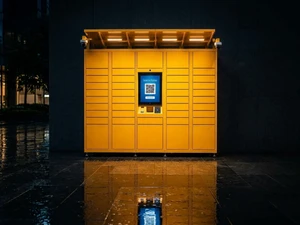 2026 Yellow Smart Outdoor Parcel Box with Lighted Canopy, Secure Delivery Bin for Packages, Intelligent Locker for Apartment