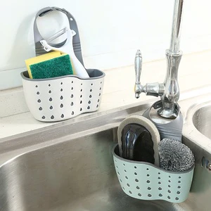 Kitchen Sink Drain Basket Hot Sale Silicone Plastic Sponge Soap Holder Kitchen Tools Soap Sponge Drain Racks with Hook Kitchen