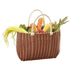 Rattan-Style Woven Hand Basket Hand-Woven Multi-Size Colorful Tube Storage Basket for Household & Outdoor Picnic Use
