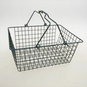 Customizable Color & Capacity Metal Wire Shopping Basket Powder Coated Storage Basket With Logo For Retail Store Supermarket