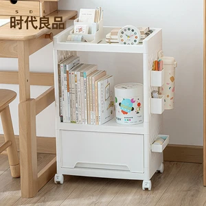 Multi-functional Removable Plastic Bookshelf With Wheels Storage Drawer Large Capacity Storage Racks