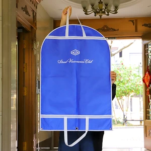 Large Capacity Foldable Oxford Suit Bag Zippers Printed Logo Non-Woven Dust Cover for Hanging Clothes Storage Including Suit